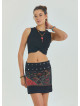 Snap Closure Patchwork Wrap Black Mini Skirt 4669